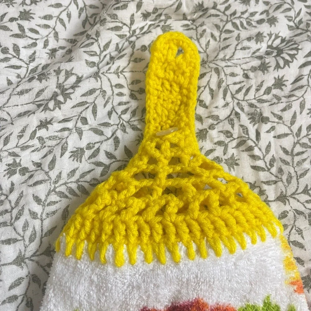 VTG CANNON Hand Kitchen Towel Fringe 70s‎ NOS fruit bird cottage granny